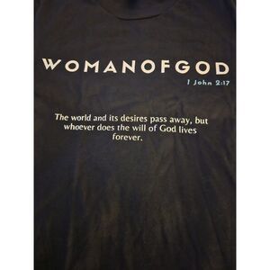 Woman of God T Shirt W/ SCRIPTURE 1 JOHN 2:17 Woman Black Short Sleeves …